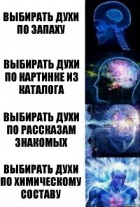 Выбирать духи по запаху Выбирать духи по картинке из каталога выбирать духи по рассказам знакомых выбирать духи по химическому составу