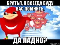 братья, я всегда буду вас помнить. да ладно?