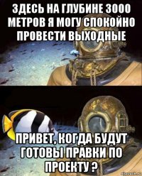 здесь на глубине 3000 метров я могу спокойно провести выходные привет, когда будут готовы правки по проекту ?