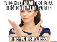 убедительная просьба, не зовите меня гулять я берусь за учёбу