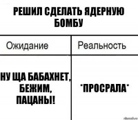 Решил сделать ядерную бомбу Ну ща бабахнет, бежим, пацаны! *просрала*