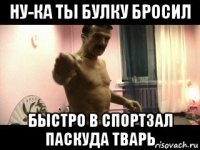 ну-ка ты булку бросил быстро в спортзал паскуда тварь