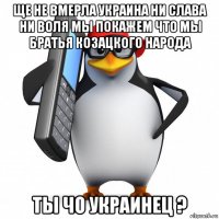 ще не вмерла украина ни слава ни воля мы покажем что мы братья козацкого народа ты чо украинец ?