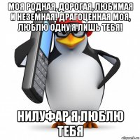 моя родная, дорогая, любимая и неземная! драгоценная моя, люблю одну я лишь тебя! нилуфар я люблю тебя