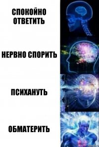 Спокойно ответить Нервно спорить Психануть Обматерить