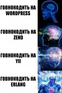 Говнокодить на WordPress Говнокодить на Zend Говнокодить на YII Говнокодить на Erlang