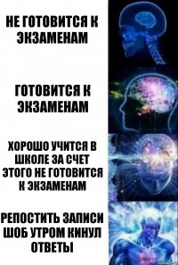 не готовится к экзаменам готовится к экзаменам хорошо учится в школе за счет этого не готовится к экзаменам репостить записи шоб утром кинул ответы