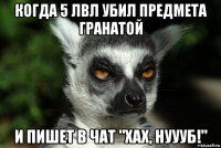 когда 5 лвл убил предмета гранатой и пишет в чат "хах, нуууб!"