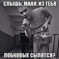 слышь, маня, из тебя лобковые сыпятся?