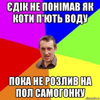 єдік не понімав як коти п'ють воду пока не розлив на пол самогонку