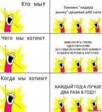 Техники "лидера рынку"-дешевая рАб сила выполнять тупую однообразную ,бессмысленную перезаливку кешей и перепись карточек каждый год а лучше два раза в год!!