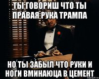 ты говориш что ты правая рука трампа но ты забыл что руки и ноги вминаюца в цемент