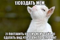 1)создать мем. 2) поставить своему мему лайк. 3) сделать вид,что это не ты 4)профит