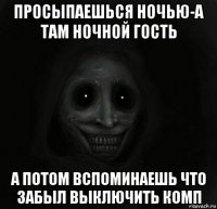 просыпаешься ночью-а там ночной гость а потом вспоминаешь что забыл выключить комп