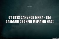 От всех Саньков мира - вы заебали своими мемами нас!