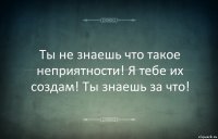 Ты не знаешь что такое неприятности! Я тебе их создам! Ты знаешь за что!