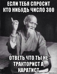 если тебя спросит кто нибудь число 300 ответь что ты не тракторист а каратист