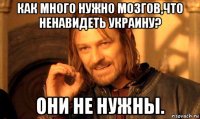 как много нужно мозгов,что ненавидеть украину? они не нужны.