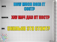 How much does it cost? Хау мач даз ит кост? сколько это стоит?