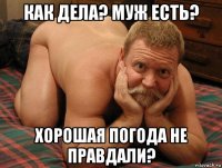 как дела? муж есть? хорошая погода не правдали?