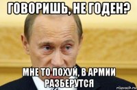 говоришь, не годен? мне то похуй, в армии разберутся