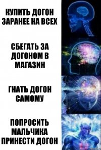 Купить догон заранее на всех Сбегать за догоном в магазин Гнать догон самому Попросить мальчика принести догон