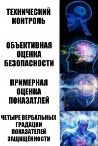 ТЕХНИЧЕСКИЙ КОНТРОЛЬ ОБЪЕКТИВНАЯ ОЦЕНКА БЕЗОПАСНОСТИ ПРИМЕРНАЯ ОЦЕНКА ПОКАЗАТЛЕЙ четыре вербальных градации ПОКАЗАТЕЛЕЙ ЗАЩИЩЁННОСТИ