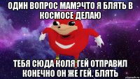 один вопрос мам?что я блять в космосе делаю тебя сюда коля гей отправил конечно он же гей. блять