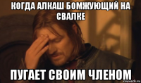 когда алкаш бомжующий на свалке пугает своим членом