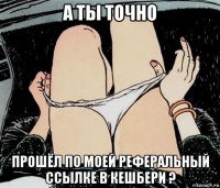 а ты точно прошёл по моей реферальный ссылке в кешбери ?