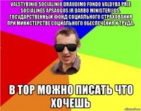 valstybinio socialinio draudimo fondo valdyba prie socialinės apsaugos ir darbo ministerijos. государственный фонд социального страхования при министерстве социального обеспечения и труда. в тор можно писать что хочешь