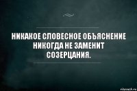 Никакое словесное объяснение никогда не заменит созерцания.