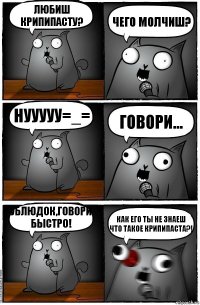 Любиш крипипасту? Чего молчиш? НУУУУУ=_= Говори... УБЛЮДОК,ГОВОРИ БЫСТРО! Как его ты не знаеш что такое КРИПИПАСТА?!