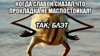 когда славон сказал,что прокладка не маслостойкая! 