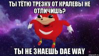 ты тётю трезку от кралевы не отличишь? ты не знаешь dae way