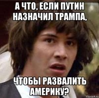 а что, если путин назначил трампа, чтобы развалить америку?