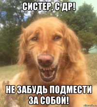 систер, с др! не забудь подмести за собой!