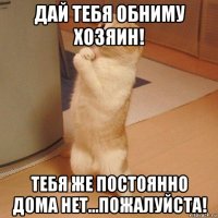 дай тебя обниму хозяин! тебя же постоянно дома нет...пожалуйста!