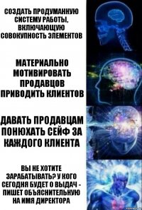 Создать продуманную систему работы, включающую совокупность элементов Материально мотивировать продавцов приводить клиентов Давать продавцам понюхать сейф за каждого клиента Вы не хотите зарабатывать? У кого сегодня будет 0 выдач - пишет объяснительную на имя директора