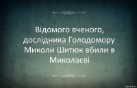 Відомого вченого, дослідника Голодомору Миколи Шитюк вбили в Миколаєві