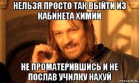 нельзя просто так выйти из кабинета химии не проматерившись и не послав училку нахуй