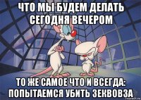 что мы будем делать сегодня вечером то же самое что и всегда: попытаемся убить зеквовза