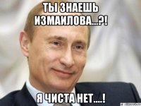 ты знаешь измаилова...?! я чиста нет....!