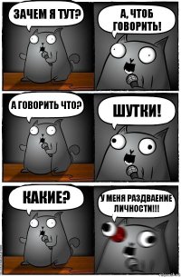 Зачем я тут? А, чтоб говорить! А говорить что? Шутки! Какие? У МЕНЯ РАЗДВАЕНИЕ ЛИЧНОСТИ!!!