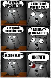 а ну давай спросим гугл а кто такой мистер бубл а ну давай спросим гугл а где найти хаски бантита спасибо за гугл Ок гугл