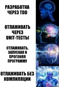 разработка через TDD отлаживать через Unit-тесты отлаживать, запуская и прогоняя программу отлаживать без компиляции