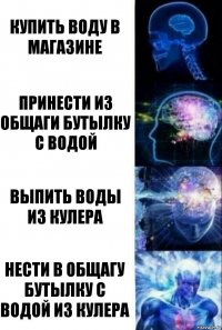 Купить воду в магазине принести из общаги бутылку с водой выпить воды из кулера нести в общагу бутылку с водой из кулера