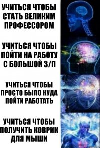 Учиться чтобы стать великим профессором Учиться чтобы пойти на работу с большой з/п Учиться чтобы просто было куда пойти работать Учиться чтобы получить коврик для мыши