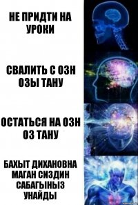 Не придти на уроки Свалить с озн озы тану Остаться на Озн оз тану Бахыт Дихановна маган сиздин сабагыныз унайды