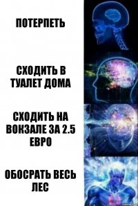 потерпеть сходить в туалет дома сходить на вокзале за 2.5 евро обосрать весь лес